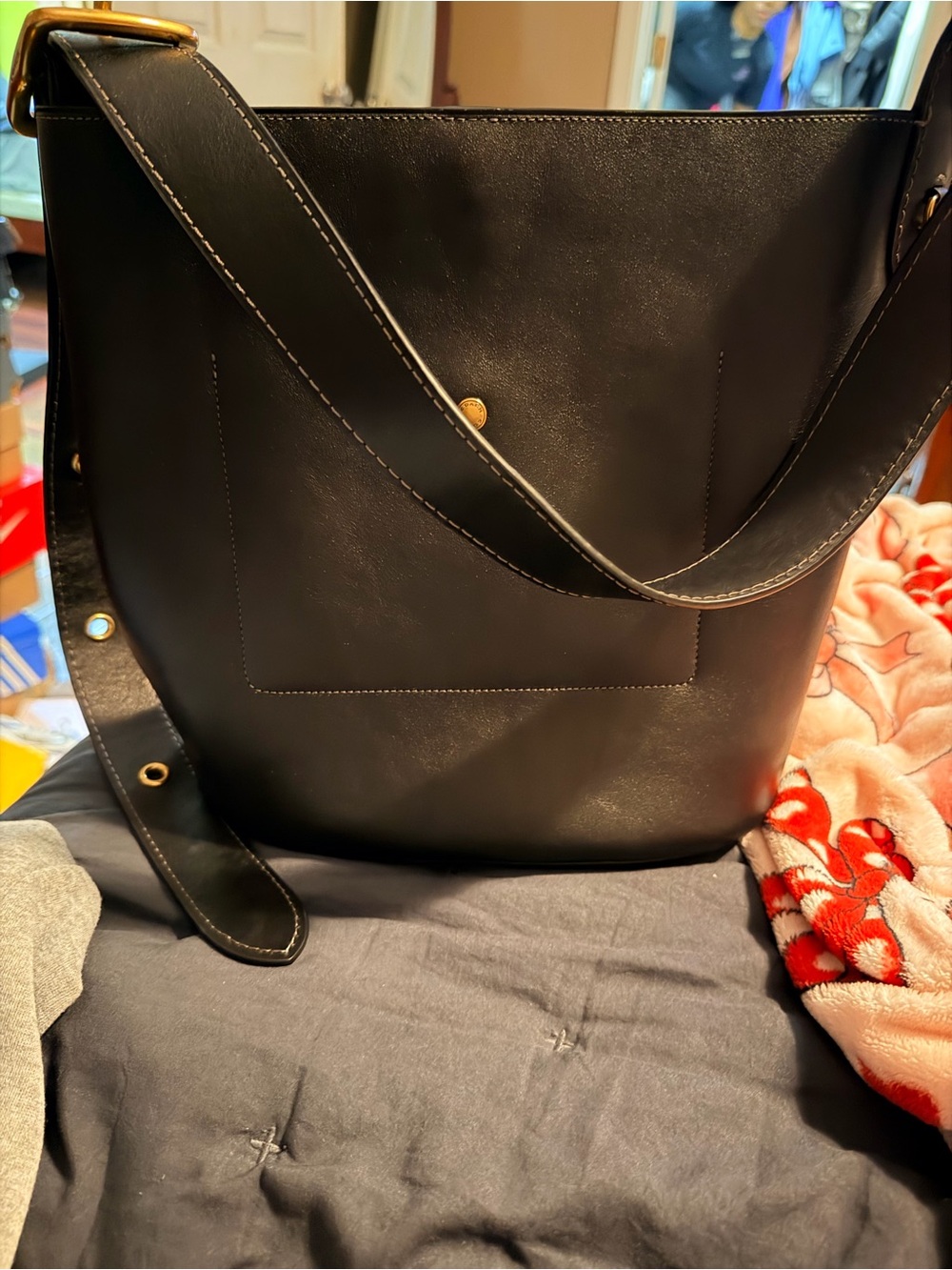 Coach Black Smooth Leather Crossbody Tote - Picture 2 of 9